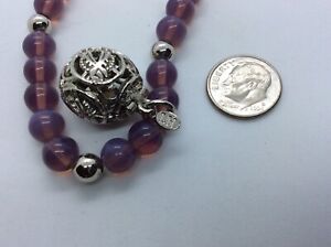 Lisa Hoffman Purple Bracelet signed LH USA Amethyst Color beads