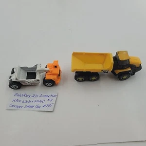 Matchbox Lot 2 Construction Vehicles Scraper #745 JCB Dump Truck Loose Yellow - Picture 1 of 15