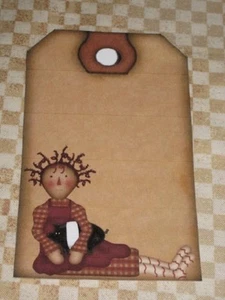 PRIMITIVE 8 PRIM RAGGEDY W/ PIG HANG TAGS (PLP4-22) - Picture 1 of 1