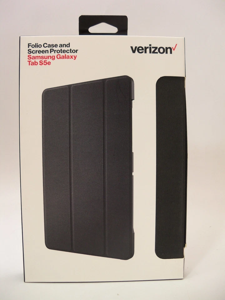 Verizon Folio Case and Screen Protector for Samsung Galaxy Tab S5e Black