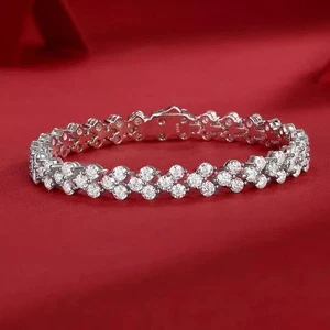 7 Ct Round Cut Lab-Created Diamond Women Tennis Bracelet 14k White Gold Plated - Picture 1 of 8