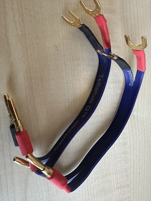 TELLURIUM Q BLUE II JUMPER CABLES FOR 2 SPEAKERS -GOLD PLATED BANANAS AND SPADES - Image 1 of 4