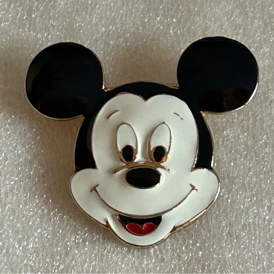 Vintage Disney Mickey Mouse Black and White Enamel Brooch - Image 1 of 4