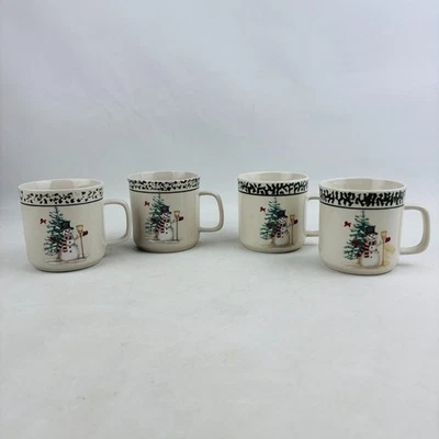 Мы можем построить снеговика 4 кружки лот керамики зеленый губка краска отделка праздник - Изображение 1 из 4