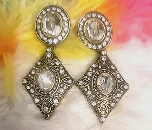 Heidi Daus Strass Kristall Elegant Ohrhänger Signiert Ohrringe Clip On Vintage - Bild 1 von 9