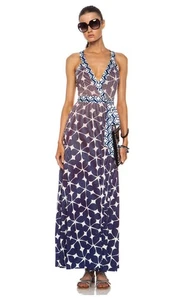 Diane von Furstenburg Samson ärmelloses Maxikleid Seide Wickeloptik Damen 12 - Bild 1 von 9