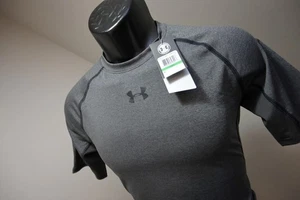 Under Armour Compression Gym Shirt Short Sleeve Athletic Gray Mens Sz Large NWT - Picture 1 of 9