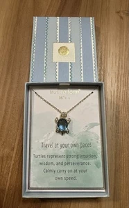 True To Form Blue Crystals Turtle Gold Tone Necklace 16"+3" NIB FAST SHIPPING - Picture 1 of 8