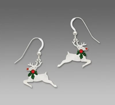 Sienna Sky 假日耳环纯银钩驯鹿带冬青颈 — 第 1/4 张图片