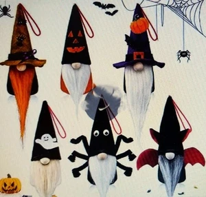 Halloween Crafting Lot of 9 (1) Wired Ribbon  (7) Gnomes 1 Big Back Spider - Picture 1 of 12