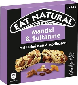 Eat Natural Frucht- & Nussriegel, 3 x 40 g Riegel, Mandel & Sultanine mit Erdnüs - Bild 1 von 6