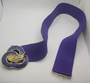 Vtg 80's Day Lor Elastic Stretchy Purple/Goldtone Belt Used Good - Picture 1 of 3