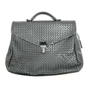 BOTTEGA VENETA 122139 Borsa Valigetta Intrecciata Borsa Business Pelle Nero - Foto 1 di 17