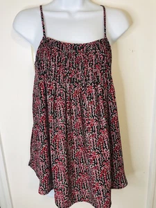 Ann Taylor LOFT rote geblümte Bluse gesmoktes Trägertop fließend Größe Small Petite - Bild 1 von 9