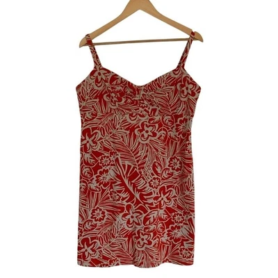 Tommy Bahama Mujer Floral Algodón Sol Vestido Talla XL Naranja Tostado Pullover Verano Foto 1 de 4