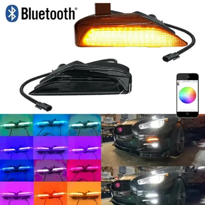 2PCS RGB Smoked LED Sequential Signal Fog Lights For Infiniti Q50 2014-2022 - Image 1 of 4