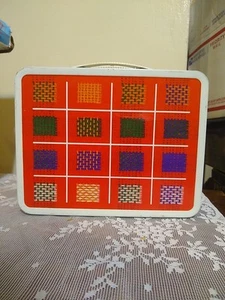 Vintage 1960’s Ohio Art Metal Red Plaid Threaded Basket Weave Lunch Box - Picture 1 of 11