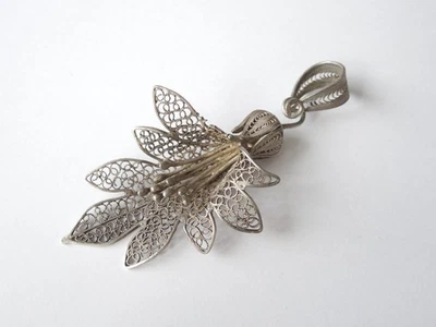 Anhänger Blüte Silber geprüft Handarbeit Schmuck Filigran 6,5 g/6,8 x 3,3 cm - Bild 1 von 4
