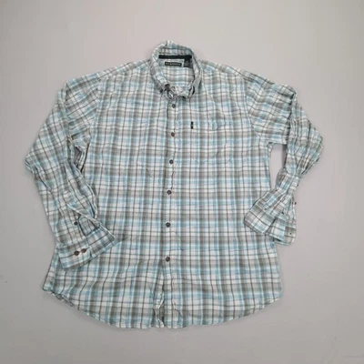 Camisa GH Bass Para Hombres Grande Azul A Cuadros Abotonada Calce Clásico Informal Comodidad Foto 1 de 4