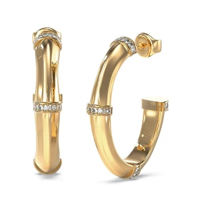 GUESS Schmuck Damen-Ohrringe Creolen Bambus Goldfarben JUBE05160JWYG - Bild 1 von 2