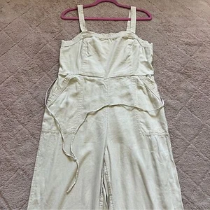 Old Navy Linen Blend Smocked Jumpsuit Women’s Size L - Picture 1 of 9