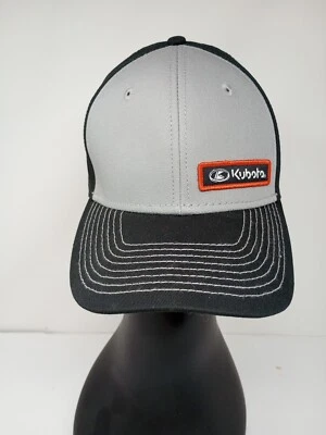 Kubota Hat Unisex Adjustable Black Gray White Stitch Orange Logo Ball Cap Snaps - Image 1 of 4