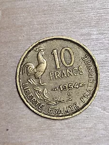 France 10 Francs coin, 1954 B. KM# 915, copper-aluminum. Marianne and Rooster. - Picture 1 of 4