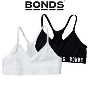 2 Pack Bonds Girls Kids Sports Seamless Racer Black White Back Crop Top Bra - Picture 1 of 6