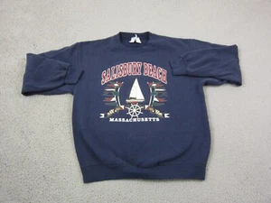 Vintage Salisbury Beach Sweatshirt Mens Extra Large XL Blue Made USA Nautical - Picture 1 of 11