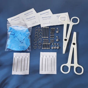 70Pcs Professional Ear Piercing Kit 14G 16G Stainless Steel Nose Piercing Kit - Picture 1 of 7