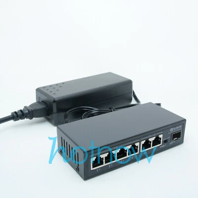 DSLRKIT 7 Ports 4POE 1SFP Gigabit Ethernet Passive PoE Switch Injector 24V 72W - Image 1 of 4