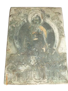Vintage Antique Druckstock Tibet Qing Buddha Wooden Printing Block 8x11" Large - Picture 1 of 4