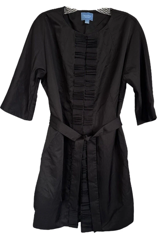 SIMPLY VERA BY VERA WANG Women's Long Trench Coat Blazer Tie Pocket Black Size S - Image 1 of 4