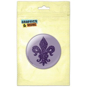 Glitzer Fleur de Lis lila Küche Kühlschrank Spind Knopf Magnet - Bild 1 von 1