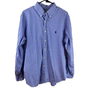 Camisa Ralph Lauren Calce Clásico Hombre Talla 16.5 Grande Azul/Blanco Rayas Abotonada - Imagen 1 de 4