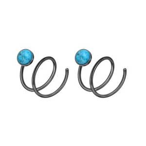 2PCS Tiny Double Hoop Nose Ring for Single Piercing Spiral Cartilage Earring 20G - Picture 1 of 26