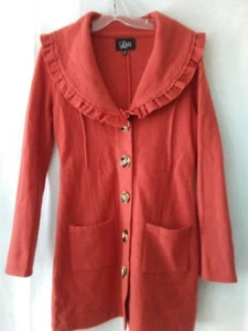 Cappotto Luii donna taglia S lana lungo arricciato colletto arancione tartaruga bottone anteriore - Foto 1 di 12