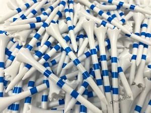 Golf Tees  3 ¼” Plastic Golf Tees – White w/ Blue Stripes 100Ct High Visibility - Picture 1 of 3