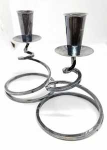 Fisher K202 Mid Century Modern Silver Plate Candle Holders - used - Picture 1 of 8