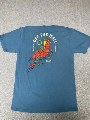 Camisa Vans Para Hombres M Azul Calce Clásico Cuello Redondo Manga Corta Colorido Loro Pájaros Foto 1 de 4