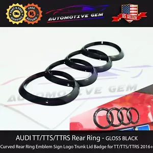 AUDI TTRS TTS TT emblema de tronco anillo curvo negro brillante escotilla trasera logotipo insignia 2016+ - Imagen 1 de 2