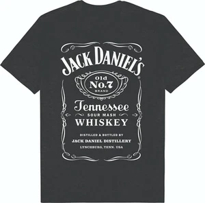 Jack Daniels T-Shirt OLD No.7 Full Label Marle Shirt Official JD Tee Shirt - Picture 1 of 7