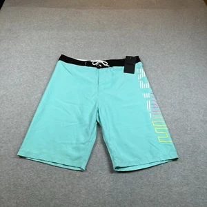 Hurley Board Shorts Boys 18/29 Swim Green Solid 9.5 in Inseam Unlined Above Knee - Picture 1 of 12