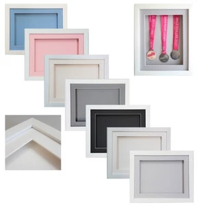 3D Box White RECTANGLE Picture Craft Medals Hobby Art Object Display Frame - Picture 1 of 23
