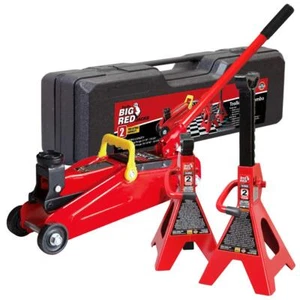 BIG RED 2 Ton T82001S Torin Hydraulic Floor Jack Combo, 2 Jack Stands and Case - Picture 1 of 7
