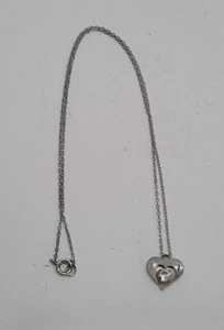 "Collar colgante de corazón de plata esterlina grabado de 15" de colección" - Imagen 1 de 10