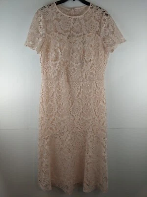 NUEVO Maxi Vestido Lauren Ralph Lauren Belle Rosa Mujer 14 Floral Encaje Forrado Lujo Foto 1 de 4