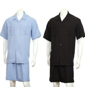 Men's Shorts Walking Suits set Polyester Solid Design By Fotino Landi M2973 - Picture 1 of 9