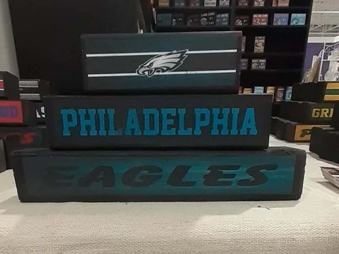 Philadelphia Eagles 3PC Decorative Wood stackable signs football father nfl ball Cover