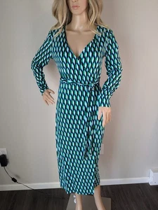 DVF Diane Von Furstenberg X Target Dress Small Green Geometric MIDI Wrap NWT - Bild 1 von 10